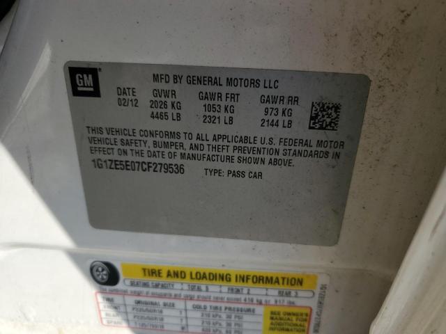 1G1ZE5E07CF279536 - 2012 CHEVROLET MALIBU LTZ 白色 照片 12