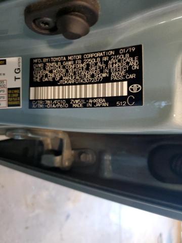 JTDKARFU1K3072377 - 2019 TOYOTA PRIUS GRAY photo 12