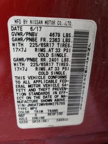 JN8AT2MV6HW275785 - 2017 NISSAN ROGUE S RED photo 13