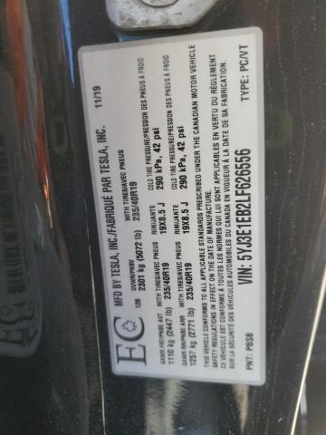 5YJ3E1EB2LF626556 - 2020 TESLA MODEL 3 შავი ფოტო 12