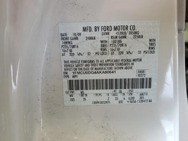 1FMCU0DG4AKA80641 - 2010 FORD ESCAPE XLT BLACK photo 13