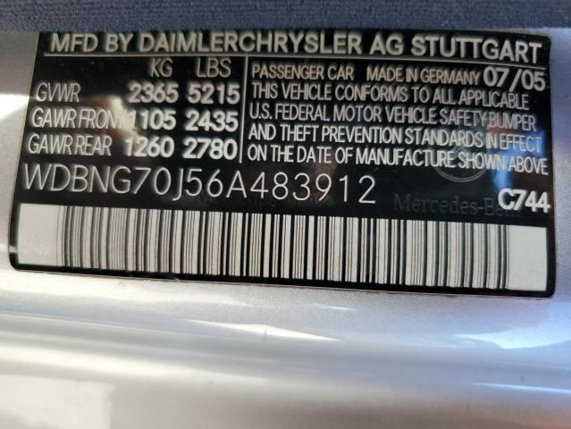 WDBNG70J56A483912 - 2006 MERCEDES-BENZ S 430 SILVER photo 12