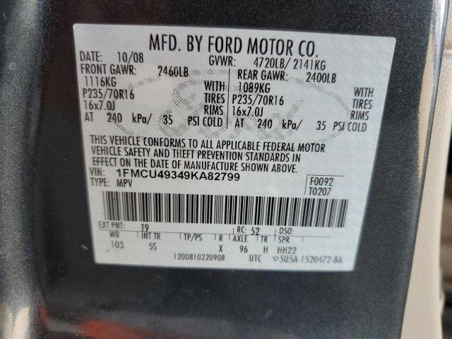 1FMCU49349KA82799 - 2009 FORD ESCAPE HYBRID Графитовый фото 12