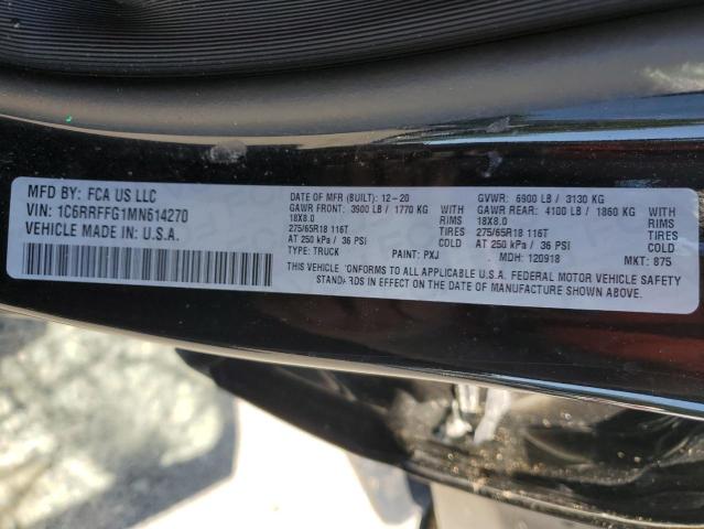 1C6RRFFG1MN614270 - 2021 RAM 1500 BIG HORN/LONE STAR BLACK photo 13