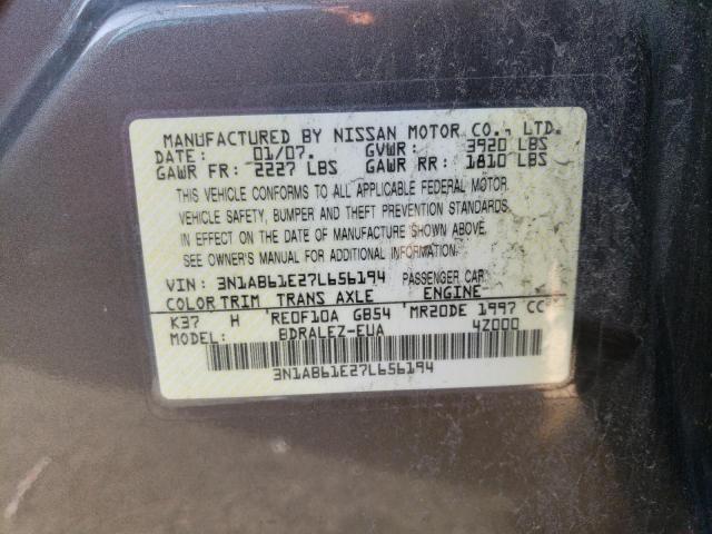 3N1AB61E27L656194 - 2007 NISSAN SENTRA 2.0 GRAY photo 12