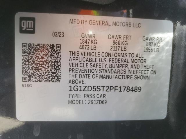 1G1ZD5ST2PF178489 - 2023 CHEVROLET MALIBU LT CHARCOAL photo 12