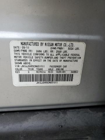 JN1AJ0HR5CM451011 - 2012 INFINITI EX35 BASE SILVER photo 13