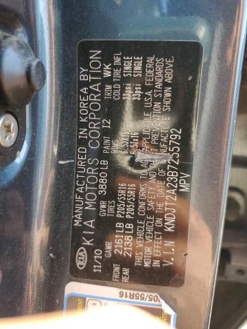 KNDJT2A23B7255792 - 2011 KIA SOUL + BLUE photo 13