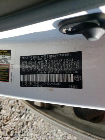 4T1BE46K48U736756 - 2008 TOYOTA CAMRY CE თეთრი ფოტო 12