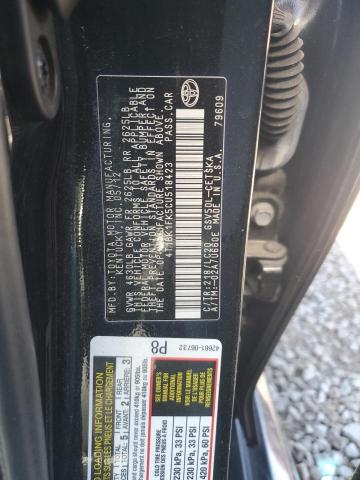 4T1BK1FK5CU518423 - 2012 TOYOTA CAMRY SE შავი ფოტო 12