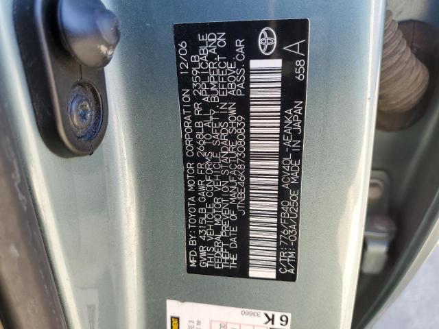 JTNBE46K873080839 - 2007 TOYOTA CAMRY CE TEAL photo 12