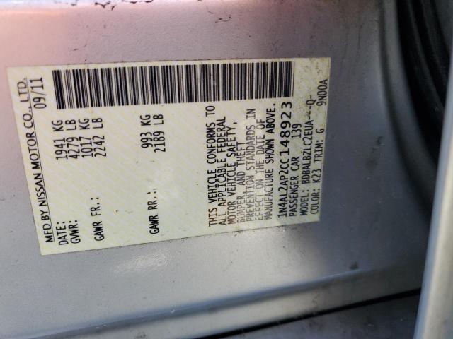 1N4AL2AP2CC148923 - 2012 NISSAN ALTIMA BASE Silber Foto 12
