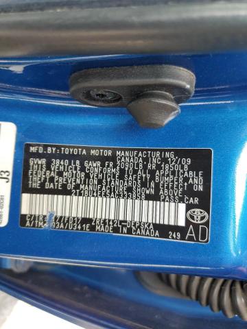 2T1BU4EE5AC333858 - 2010 TOYOTA COROLLA BASE BLUE photo 13
