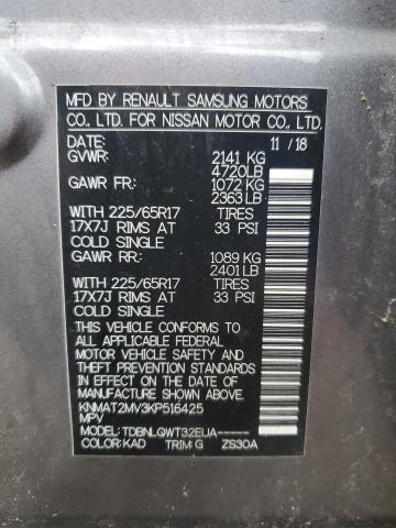 KNMAT2MV3KP516425 - 2019 NISSAN ROGUE S GRAY photo 13