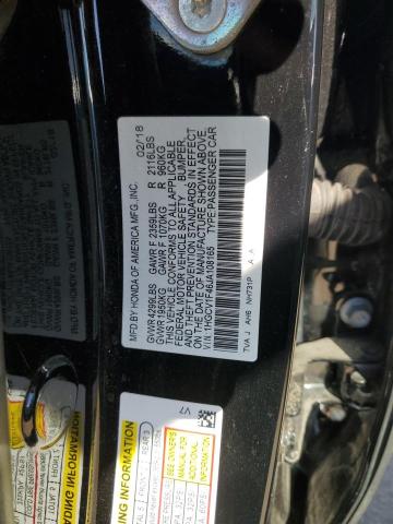 1HGCV1F46JA108165 - 2018 HONDA ACCORD EX შავი ფოტო 12