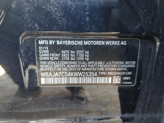 WBAJA7C54KWW25354 - 2019 BMW 530 XI BLUE photo 13