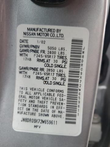 JN8DR09X72W659611 - 2002 NISSAN PATHFINDER LE 银色 照片 13