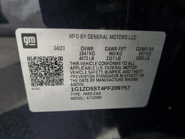 1G1ZD5ST4PF209757 - 2023 CHEVROLET MALIBU LT Черный фото 12