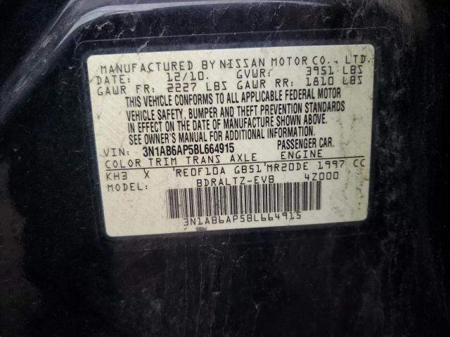 3N1AB6AP5BL664915 - 2011 NISSAN SENTRA 2.0 BLACK photo 12