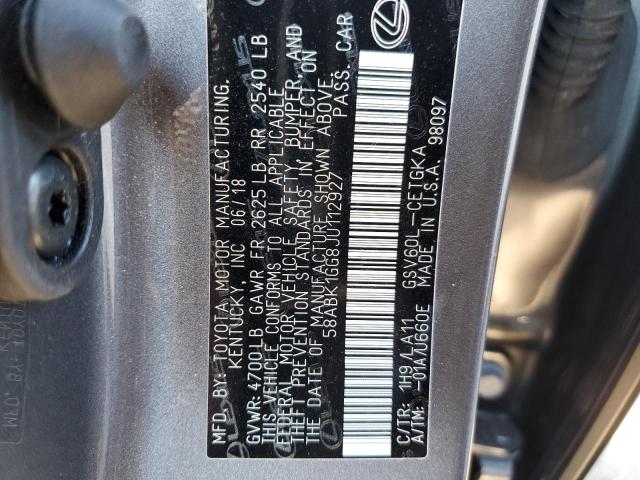 58ABK1GG8JU112927 - 2018 LEXUS ES 350 GRAY photo 12