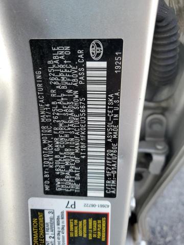 4T1BF1FK0EU356675 - 2014 TOYOTA CAMRY L SILVER photo 12