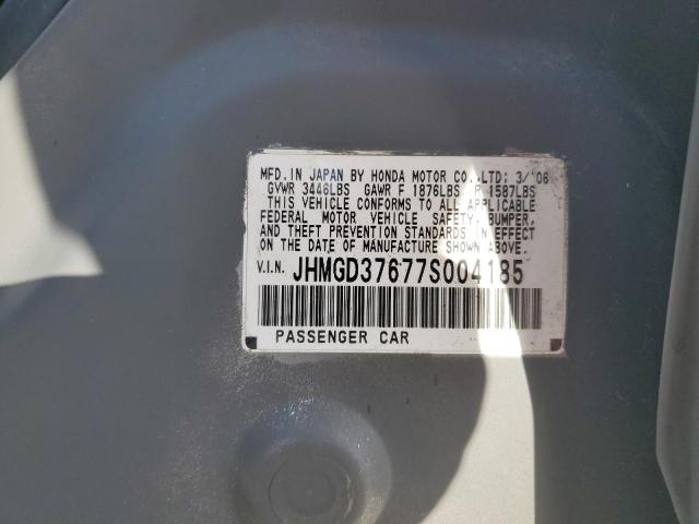 JHMGD37677S004185 - 2007 HONDA FIT S 银色 照片 12
