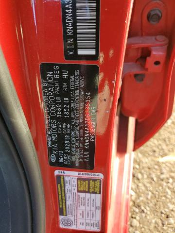 KNADN4A32D6135354 - 2013 KIA RIO EX RED photo 12