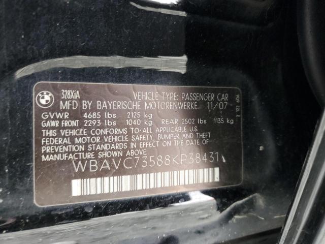 WBAVC73588KP38431 - 2008 BMW 328 XI SULEV BLACK photo 12