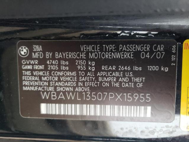 WBAWL13507PX15955 - 2007 BMW 328 I BLACK photo 12