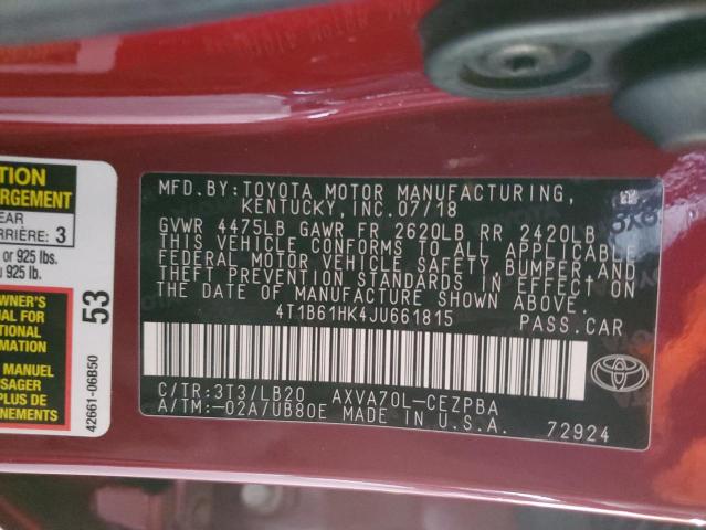 4T1B61HK4JU661815 - 2018 TOYOTA CAMRY XSE RED photo 13