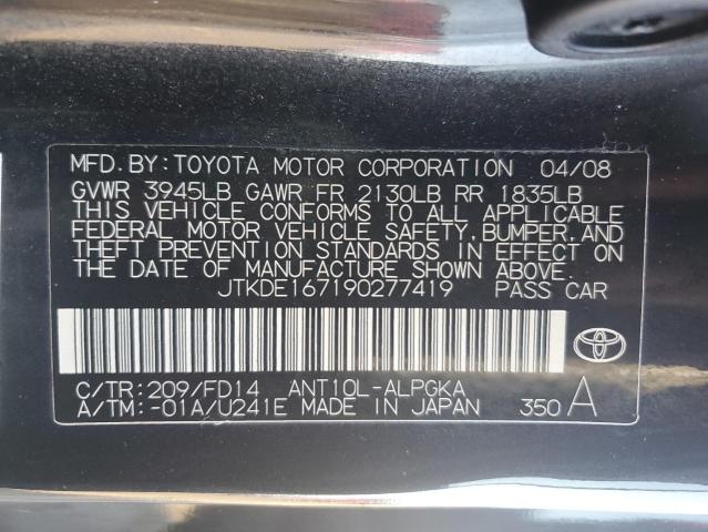 JTKDE167190277419 - 2009 TOYOTA SCION TC 黑色 照片 12