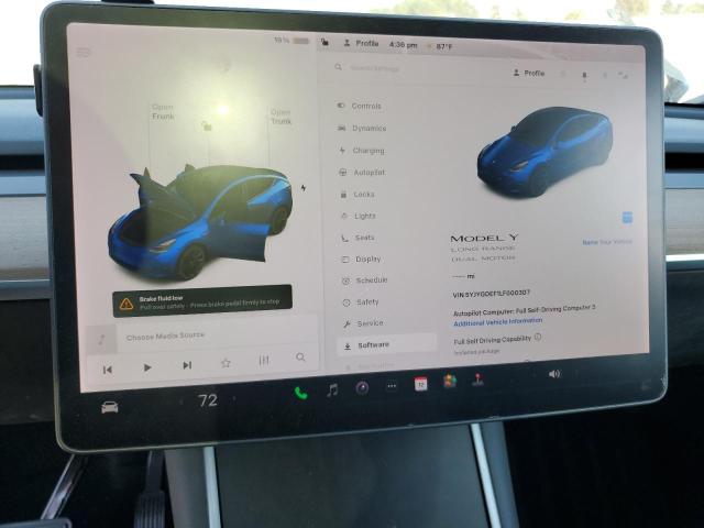 5YJYGDEF1LF000307 - 2020 TESLA MODEL Y 蓝色 照片 9