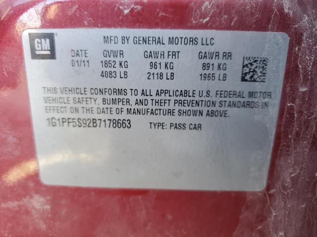 1G1PF5S92B7178663 - 2011 CHEVROLET CRUZE LT RED photo 12