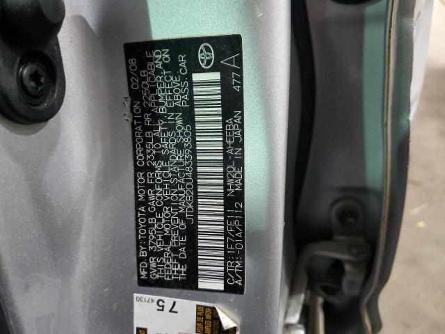 JTDKB20U483393805 - 2008 TOYOTA PRIUS SILVER photo 13