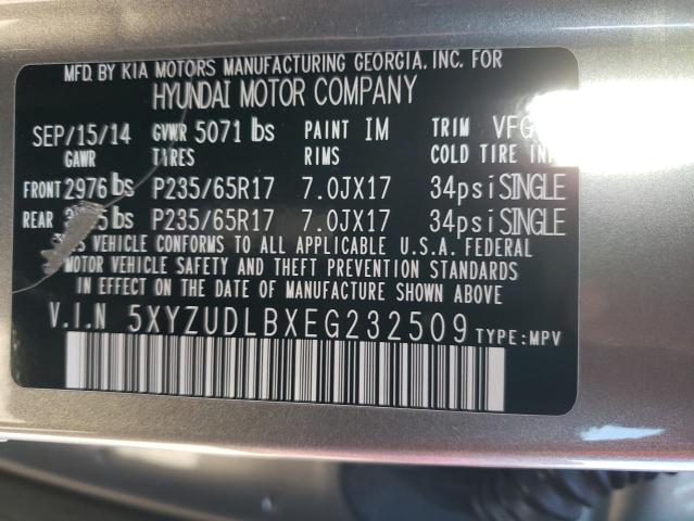 5XYZUDLBXEG232509 - 2014 HYUNDAI SANTA FE S SILVER photo 12