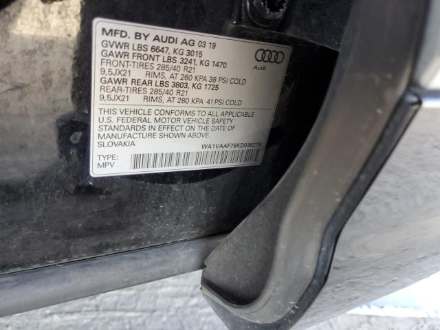 WA1VAAF76KD036276 - 2019 AUDI Q7 PRESTIGE BLACK photo 12