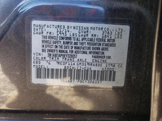 3N1AB7AP8EY328057 - 2014 NISSAN SENTRA S GRAY photo 12