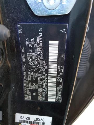 5TBRT54107S456224 - 2007 TOYOTA TUNDRA DOUBLE CAB SR5 BLACK photo 12