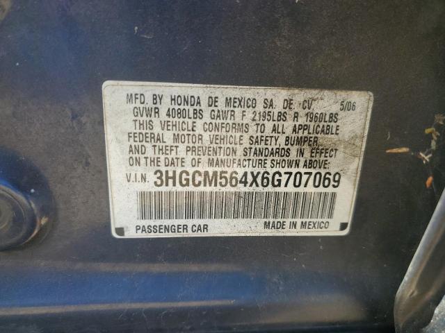 3HGCM564X6G707069 - 2006 HONDA ACCORD LX 黑色 照片 13