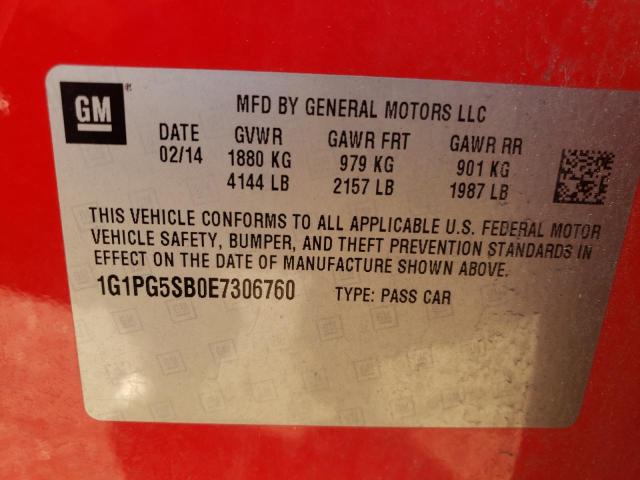 1G1PG5SB0E7306760 - 2014 CHEVROLET CRUZE LTZ RED photo 12