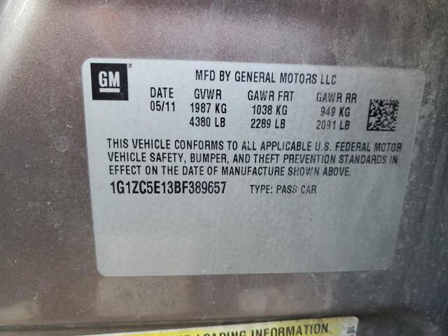 1G1ZC5E13BF389657 - 2011 CHEVROLET MALIBU 1LT 灰色 照片 12