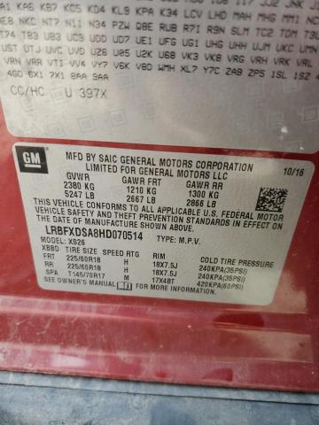LRBFXDSA8HD070514 - 2017 BUICK ENVISION ESSENCE RED photo 13