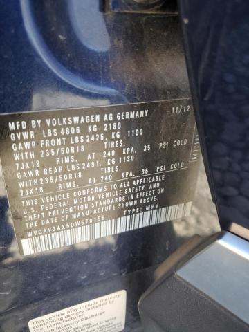 WVGAV3AX5DW570156 - 2013 VOLKSWAGEN TIGUAN S 蓝色 照片 13