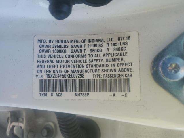 19XZE4F50KE007298 - 2019 HONDA INSIGHT EX 白色 照片 12