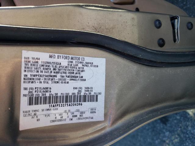 1FAFP53275A204396 - 2005 FORD TAURUS SE BEIGE photo 12