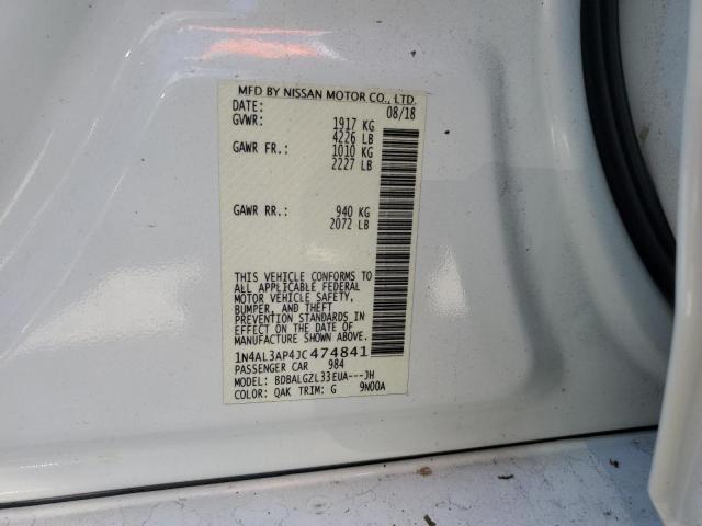 1N4AL3AP4JC474841 - 2018 NISSAN ALTIMA 2.5 WHITE photo 13