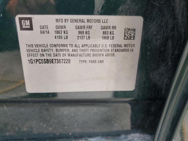 1G1PC5SB9E7367228 - 2014 CHEVROLET CRUZE LT GREEN photo 12