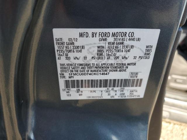 1FMCU0D74CKC14647 - 2012 FORD ESCAPE XLT TEAL photo 13