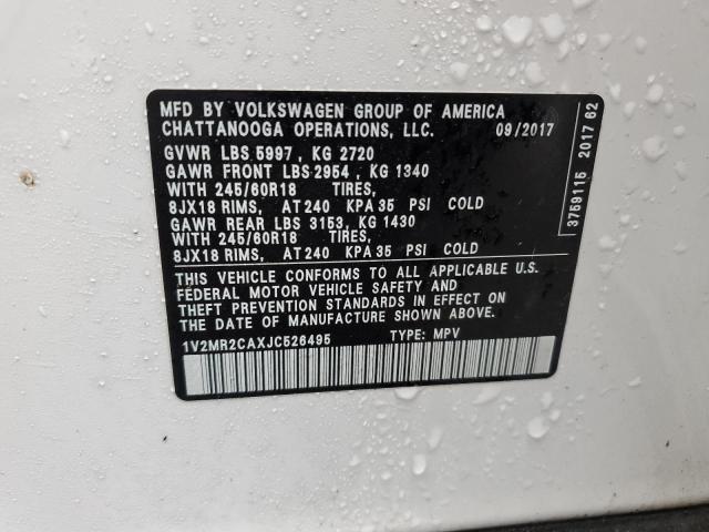 1V2MR2CAXJC526495 - 2018 VOLKSWAGEN ATLAS SEL WHITE photo 14