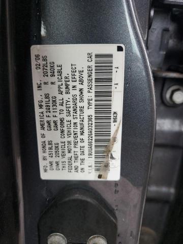 19UUA66226A032365 - 2006 ACURA 3.2TL GRAY photo 12